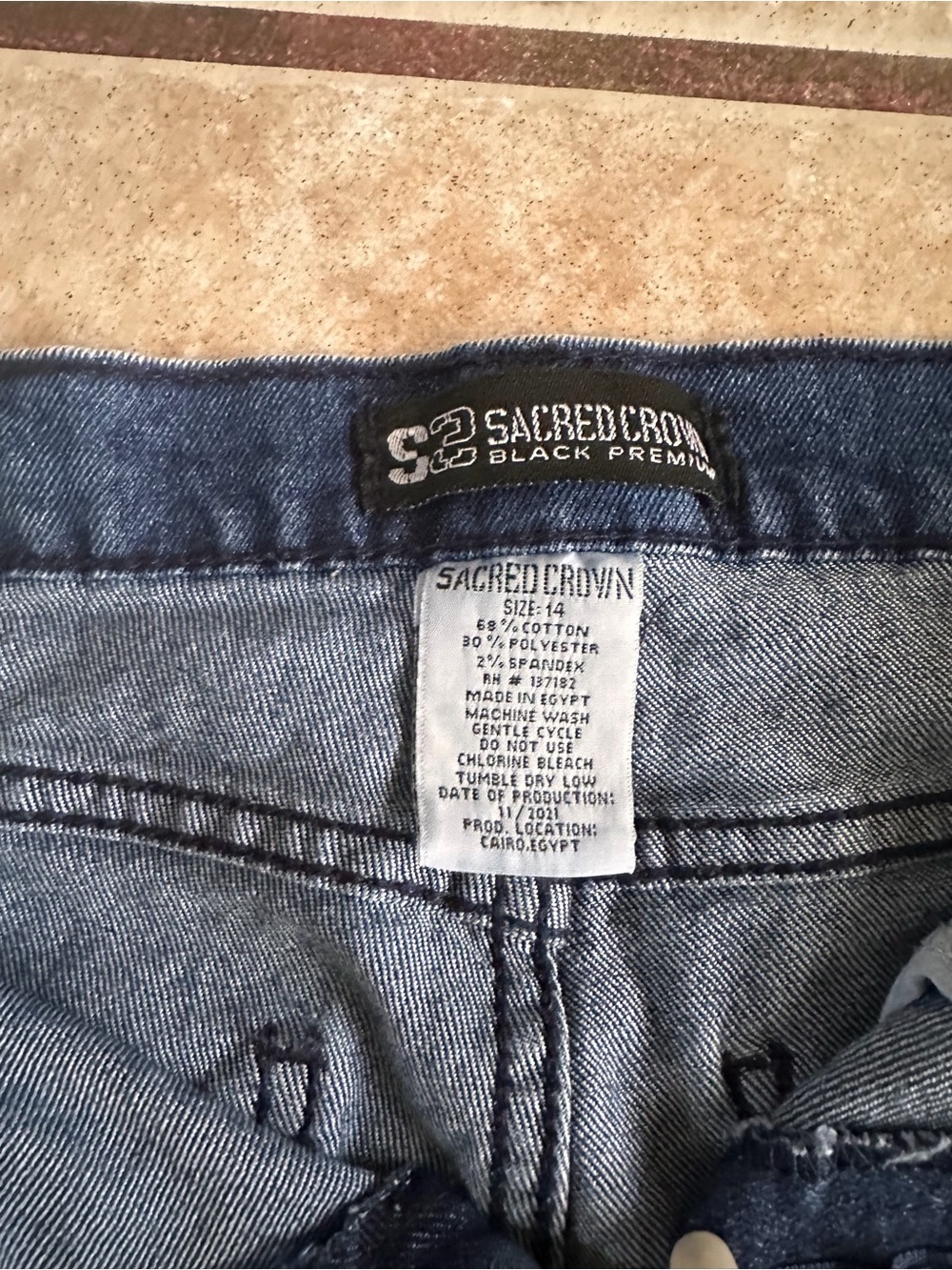 Sacred Crown Black Premium Distressed Denim Moto Shorts Boys Size 14 Biker Jorts - Picture 4 of 4
